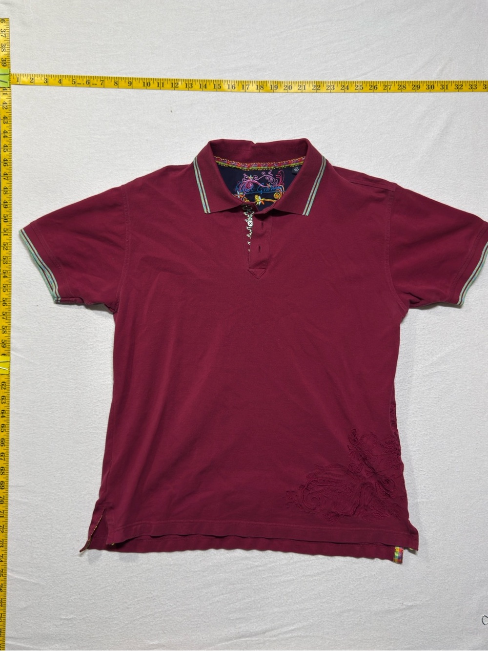 Robert Graham Burgundy Short Sleeve Polo Size Large